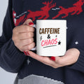 caffeine & chaos Mug | Funny Coffee Mug | Iced Coffee Lover Gift | Cute Coffee Cup | Coffee Addict Mug | Ceramic Mug