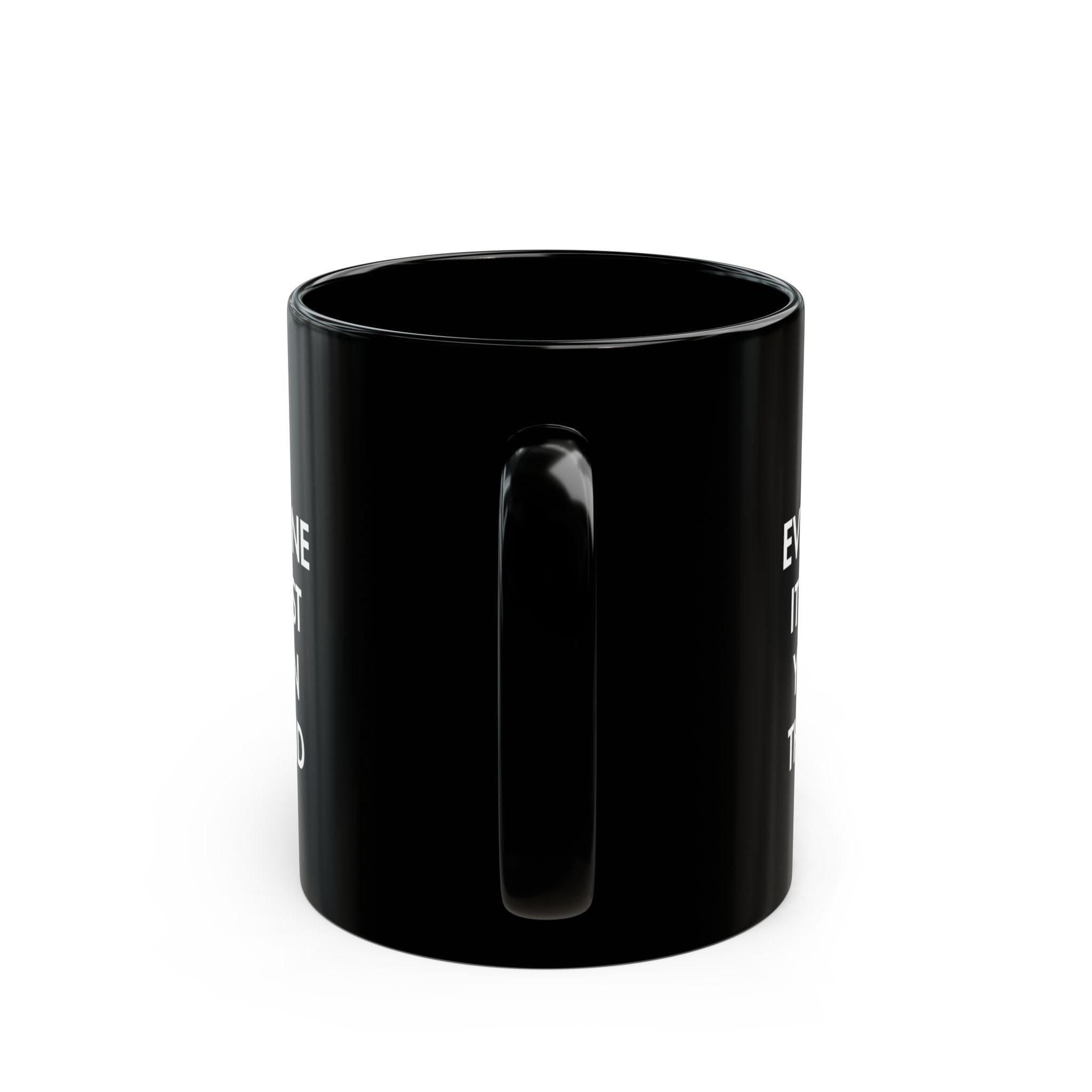 Minimalist F*ck Everyone Black Coffee Mug, Funny Swear Word Motivational Cup, Sleek Bold Typography Desk Gift for Coworker