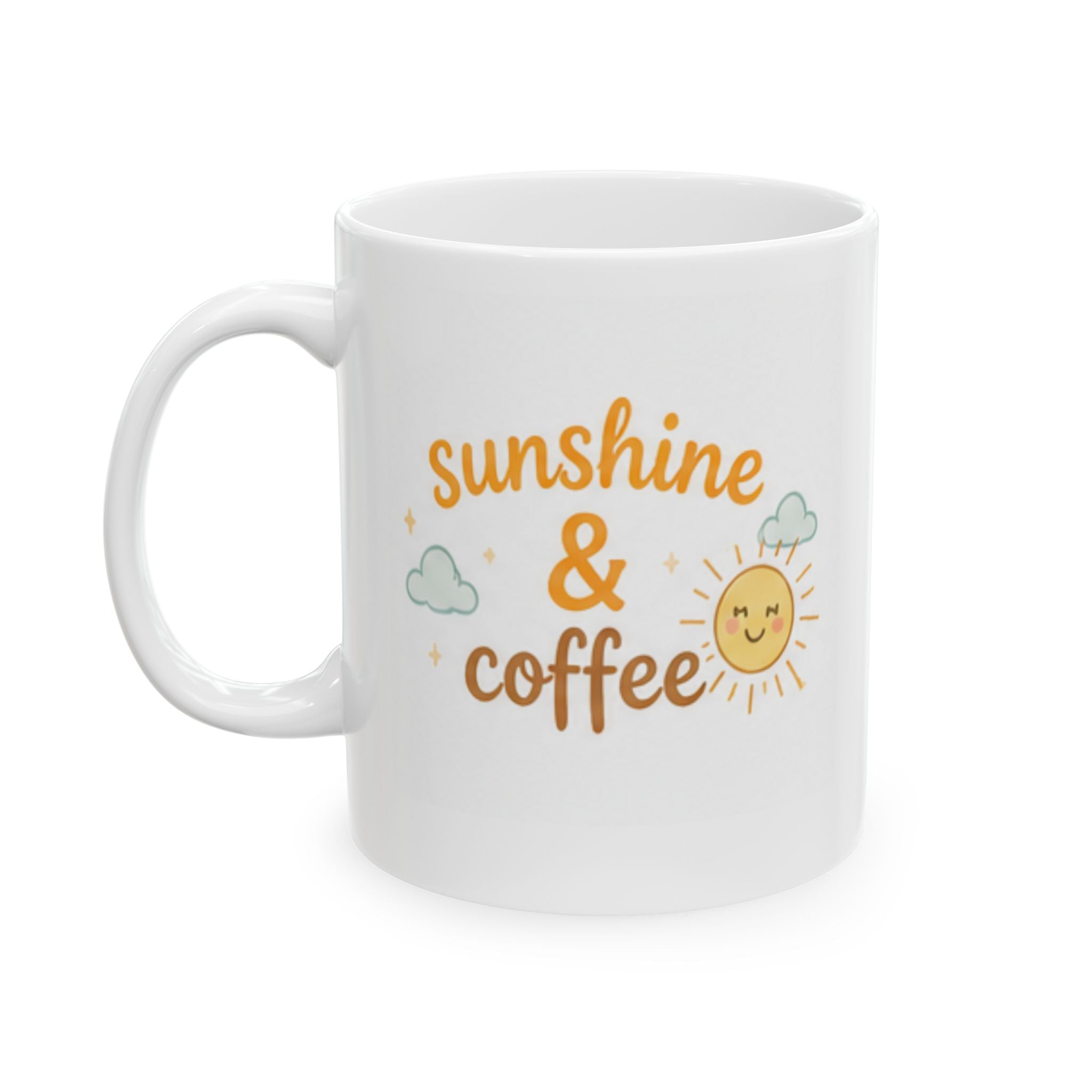 sunshine & coffee Mug | Cute Girly Coffee Mug | Pink Aesthetic Coffee Cup | Coffee Lover Gift | Feminine Ceramic Mug
