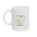 sun. coffee. repeat. Summer Mug | Cute Coffee Mug | Beach Coffee Cup | Iced Coffee Mug | Summer Gift | Ceramic Mug
