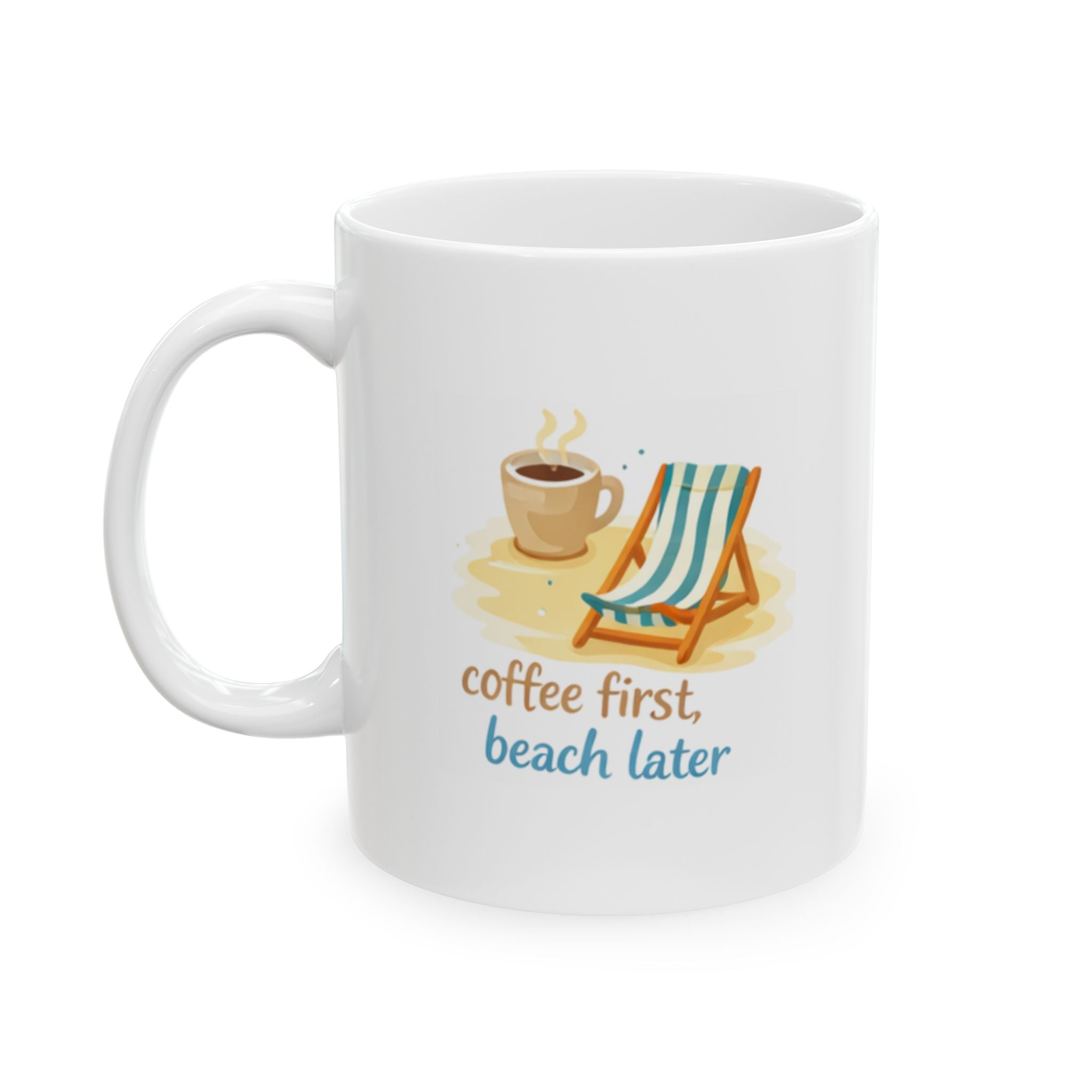 coffee first, beach later Summer Mug | Cute Coffee Mug | Beach Coffee Cup | Iced Coffee Mug | Summer Gift | Ceramic Mug