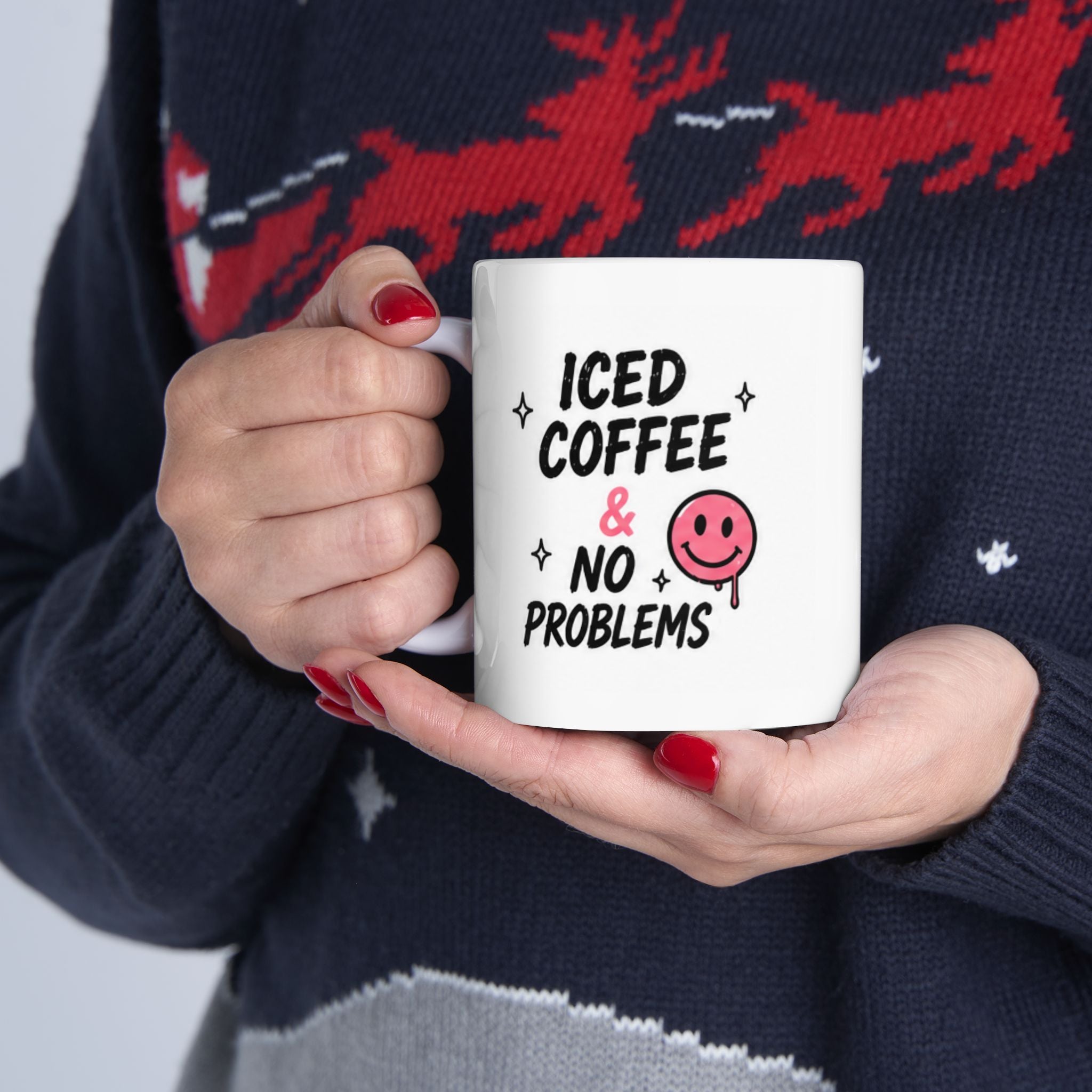iced coffee & no problems Mug | Funny Coffee Mug | Iced Coffee Lover Gift | Cute Coffee Cup | Coffee Addict Mug | Ceramic Mug