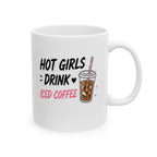 hot girls drink iced coffee Mug | Funny Coffee Mug | Iced Coffee Lover Gift | Cute Coffee Cup | Coffee Addict Mug | Ceramic Mug