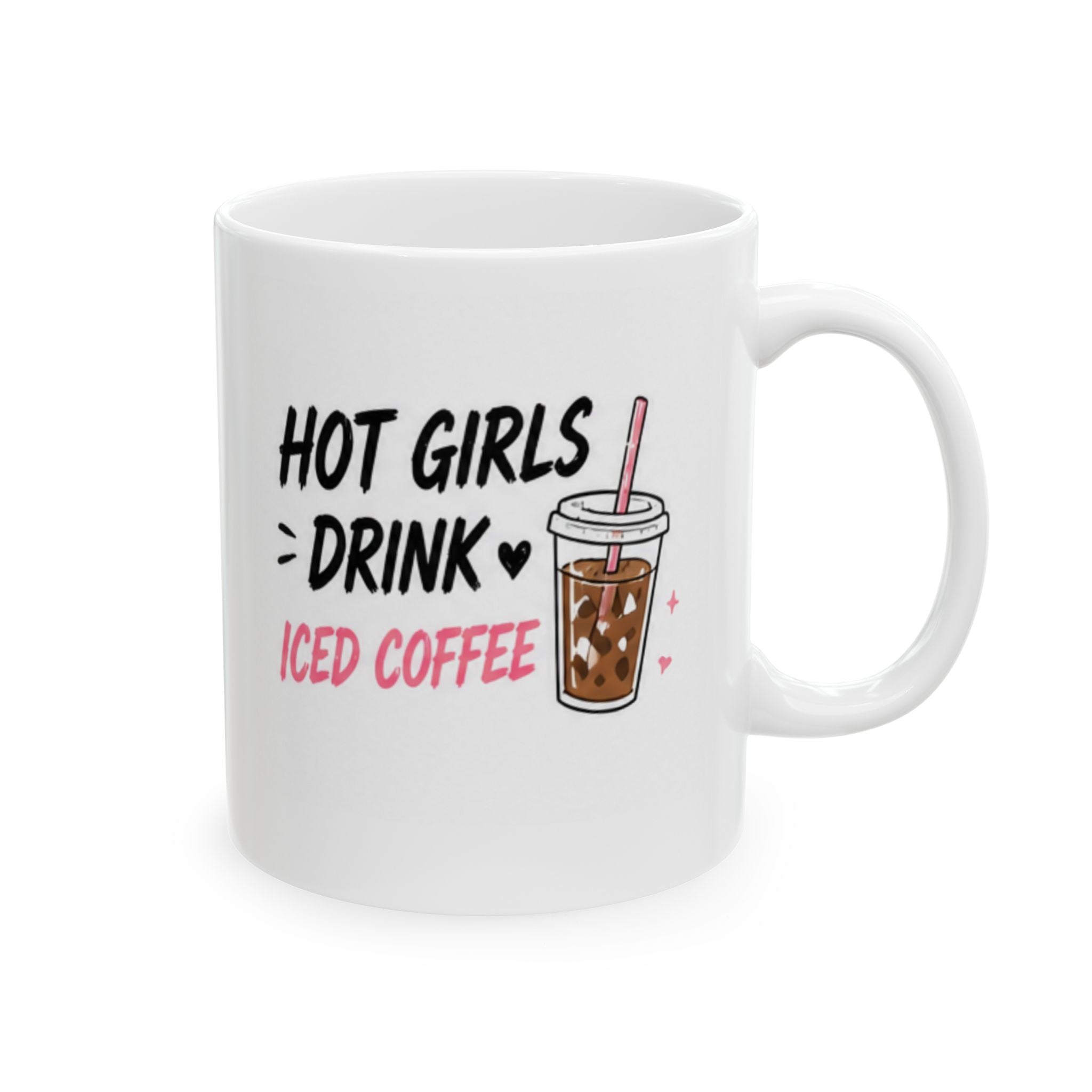 hot girls drink iced coffee Mug | Funny Coffee Mug | Iced Coffee Lover Gift | Cute Coffee Cup | Coffee Addict Mug | Ceramic Mug