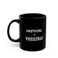 Minimalist Anything is Possible Black Mug, Classy Ceramic Motivational Quote Coffee Cup, Inspirational Office Desk Gift for Coworker