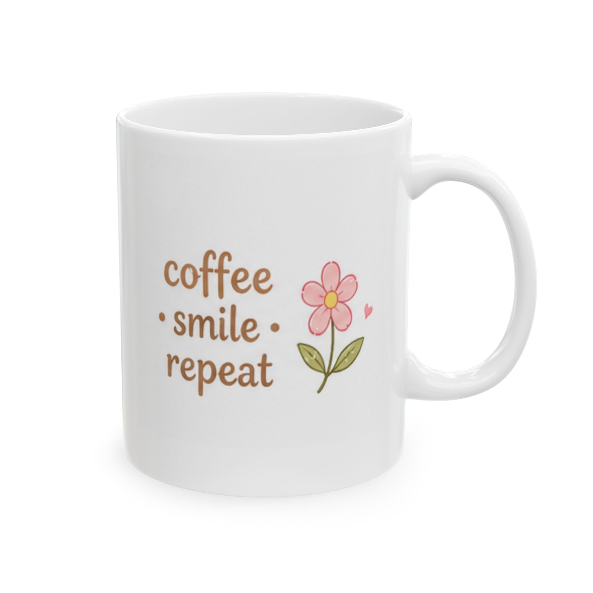 coffee smile repeat Mug | Cute Girly Coffee Mug | Pink Aesthetic Coffee Cup | Coffee Lover Gift | Feminine Ceramic Mug
