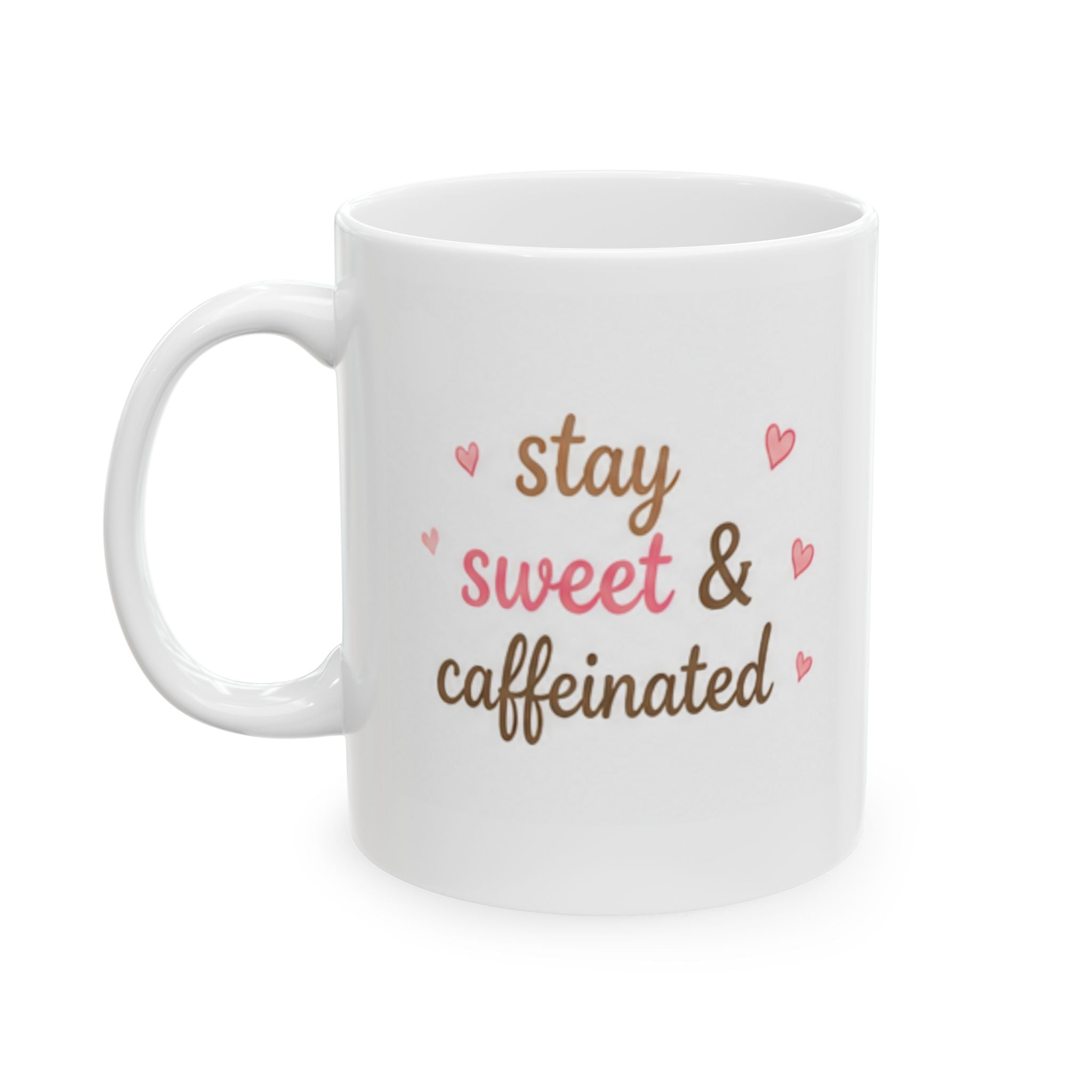 stay sweet & caffeinated Mug | Cute Girly Coffee Mug | Pink Aesthetic Coffee Cup | Coffee Lover Gift | Feminine Ceramic Mug