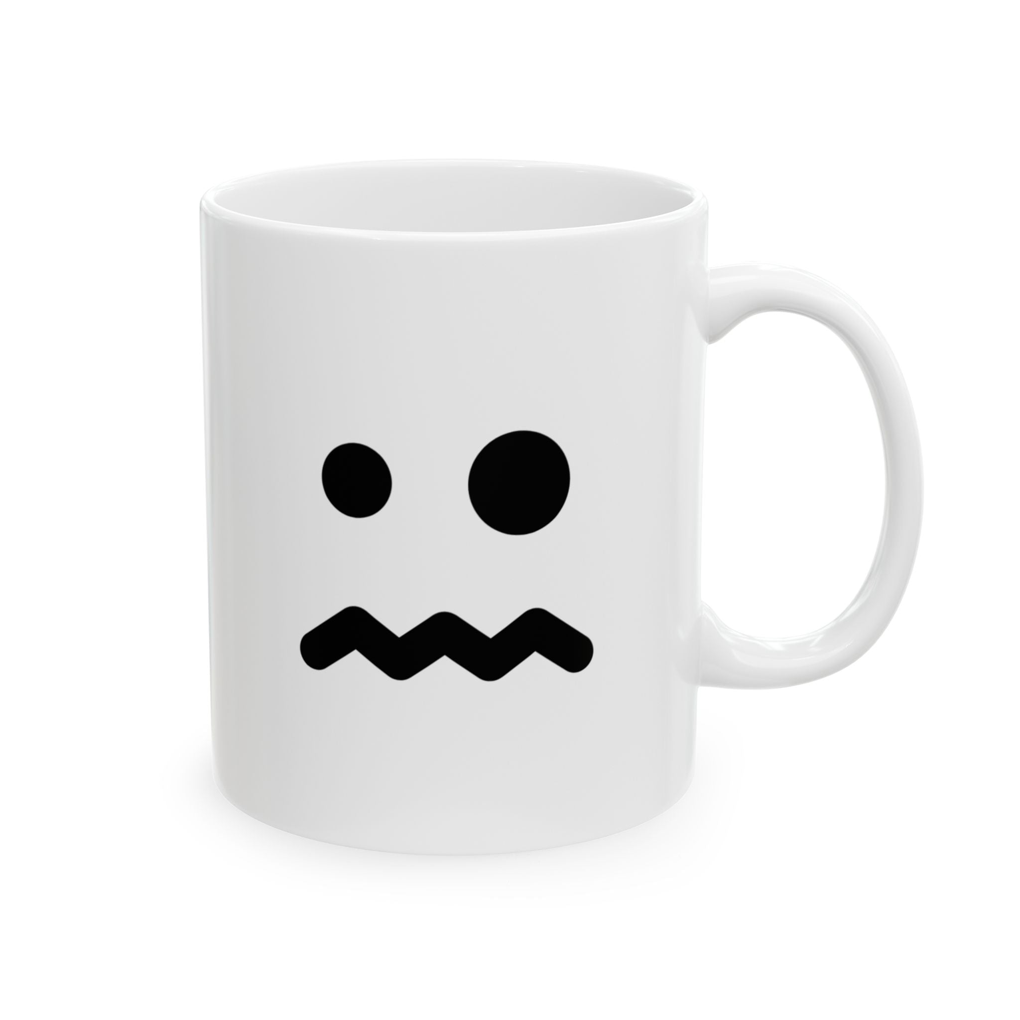 Nervous Face Mug Emoji Mug | Cute Minimalist Coffee Mug | Funny Ceramic Mug | Aesthetic Gift | Cute Coffee Cup