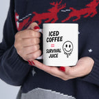 iced coffee = survival juice Mug | Funny Coffee Mug | Iced Coffee Lover Gift | Cute Coffee Cup | Coffee Addict Mug | Ceramic Mug