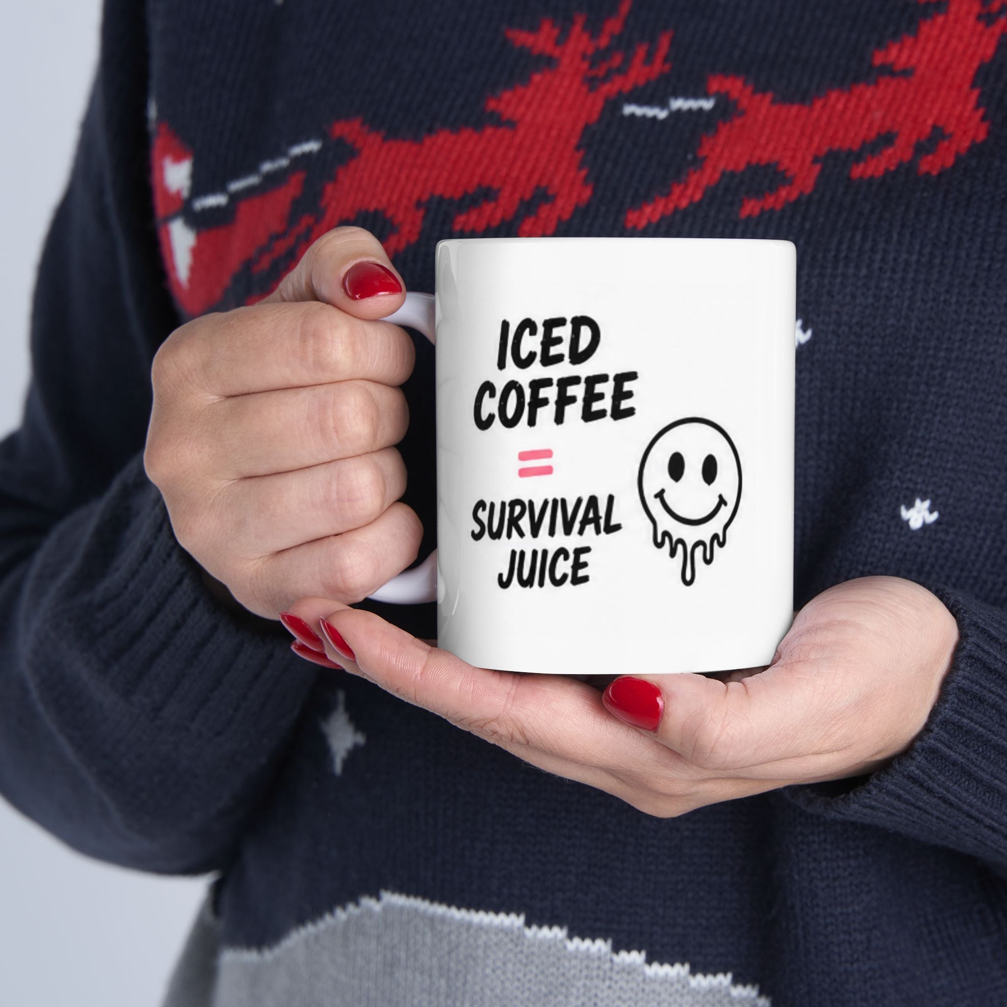 iced coffee = survival juice Mug | Funny Coffee Mug | Iced Coffee Lover Gift | Cute Coffee Cup | Coffee Addict Mug | Ceramic Mug