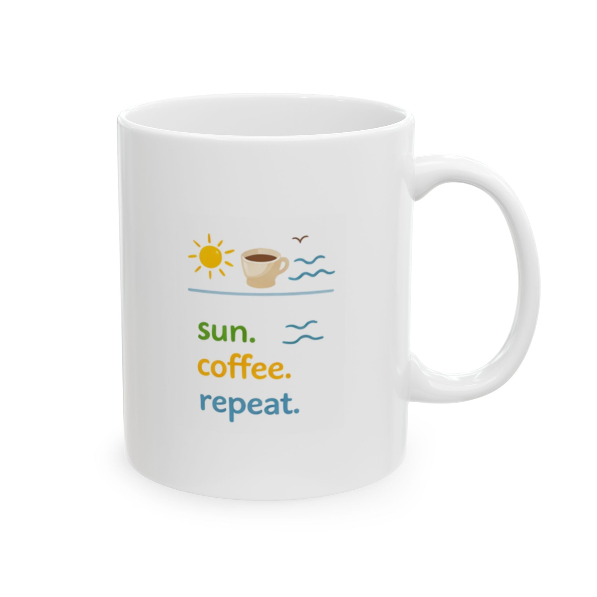 sun. coffee. repeat. Summer Mug | Cute Coffee Mug | Beach Coffee Cup | Iced Coffee Mug | Summer Gift | Ceramic Mug