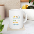 sun. coffee. repeat. Summer Mug | Cute Coffee Mug | Beach Coffee Cup | Iced Coffee Mug | Summer Gift | Ceramic Mug