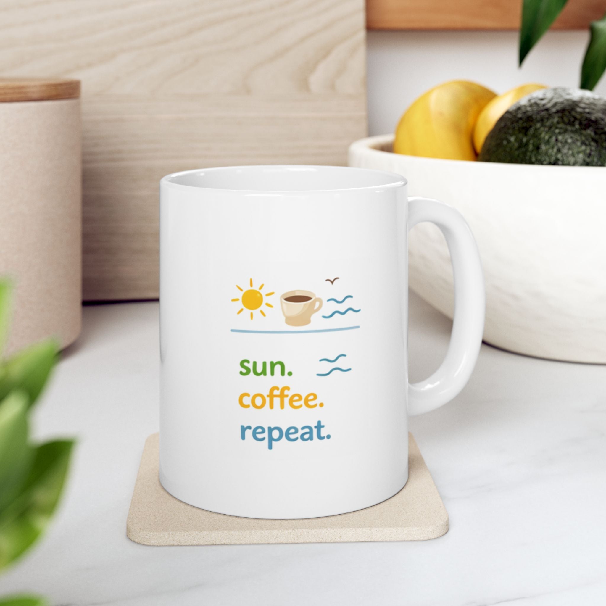 sun. coffee. repeat. Summer Mug | Cute Coffee Mug | Beach Coffee Cup | Iced Coffee Mug | Summer Gift | Ceramic Mug