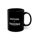 Minimalist Anything is Possible Black Mug, Classy Ceramic Motivational Quote Coffee Cup, Inspirational Office Desk Gift for Coworker
