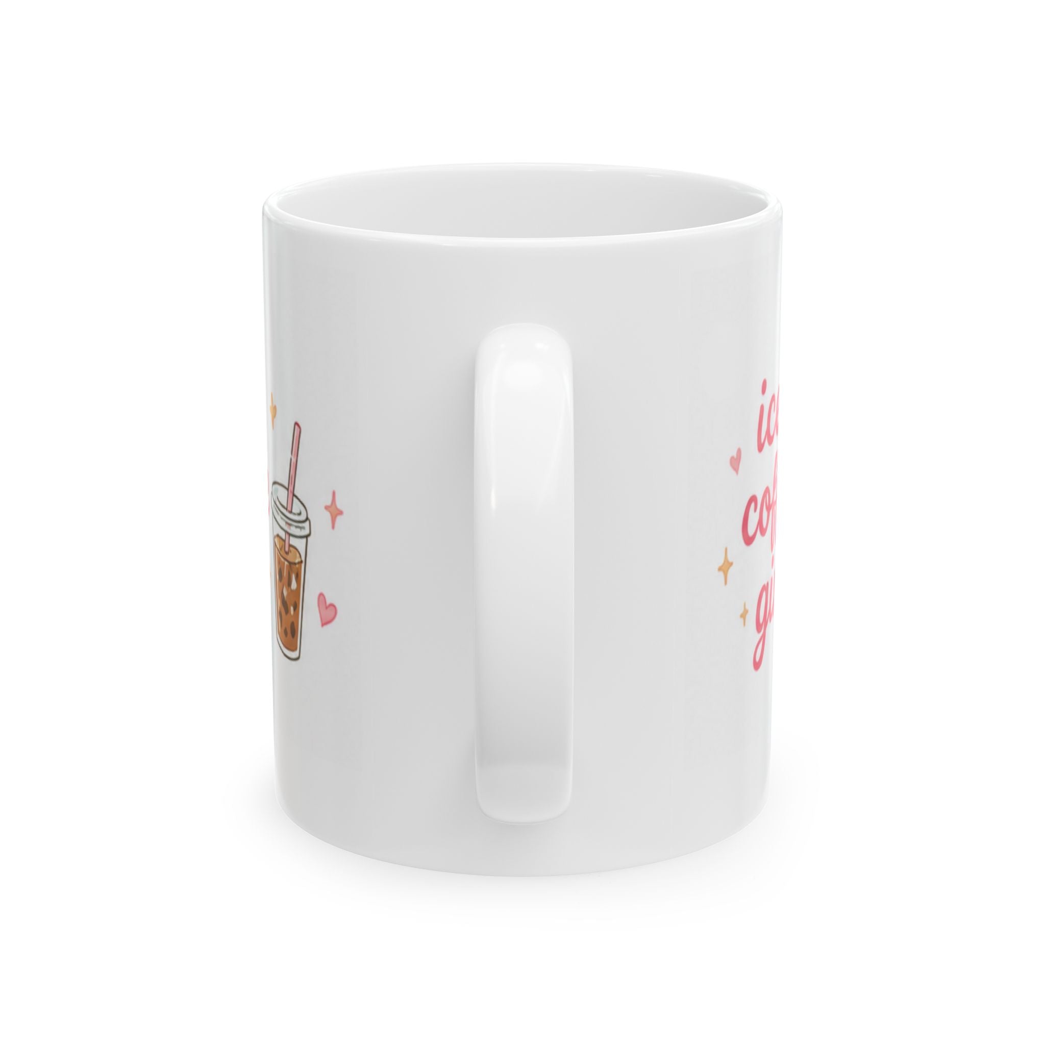 iced coffee girl Mug | Cute Girly Coffee Mug | Pink Aesthetic Coffee Cup | Coffee Lover Gift | Feminine Ceramic Mug