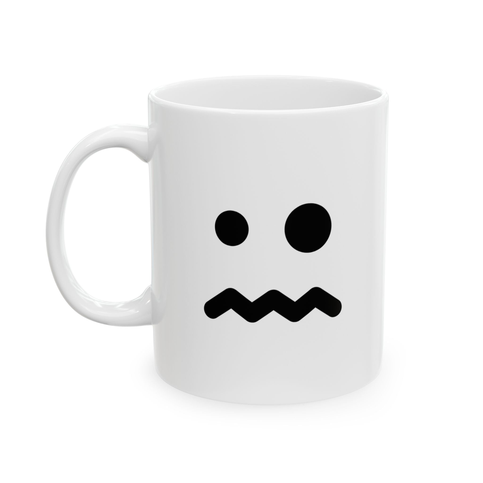 Nervous Face Mug Emoji Mug | Cute Minimalist Coffee Mug | Funny Ceramic Mug | Aesthetic Gift | Cute Coffee Cup