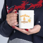 sunshine & coffee Mug | Cute Girly Coffee Mug | Pink Aesthetic Coffee Cup | Coffee Lover Gift | Feminine Ceramic Mug