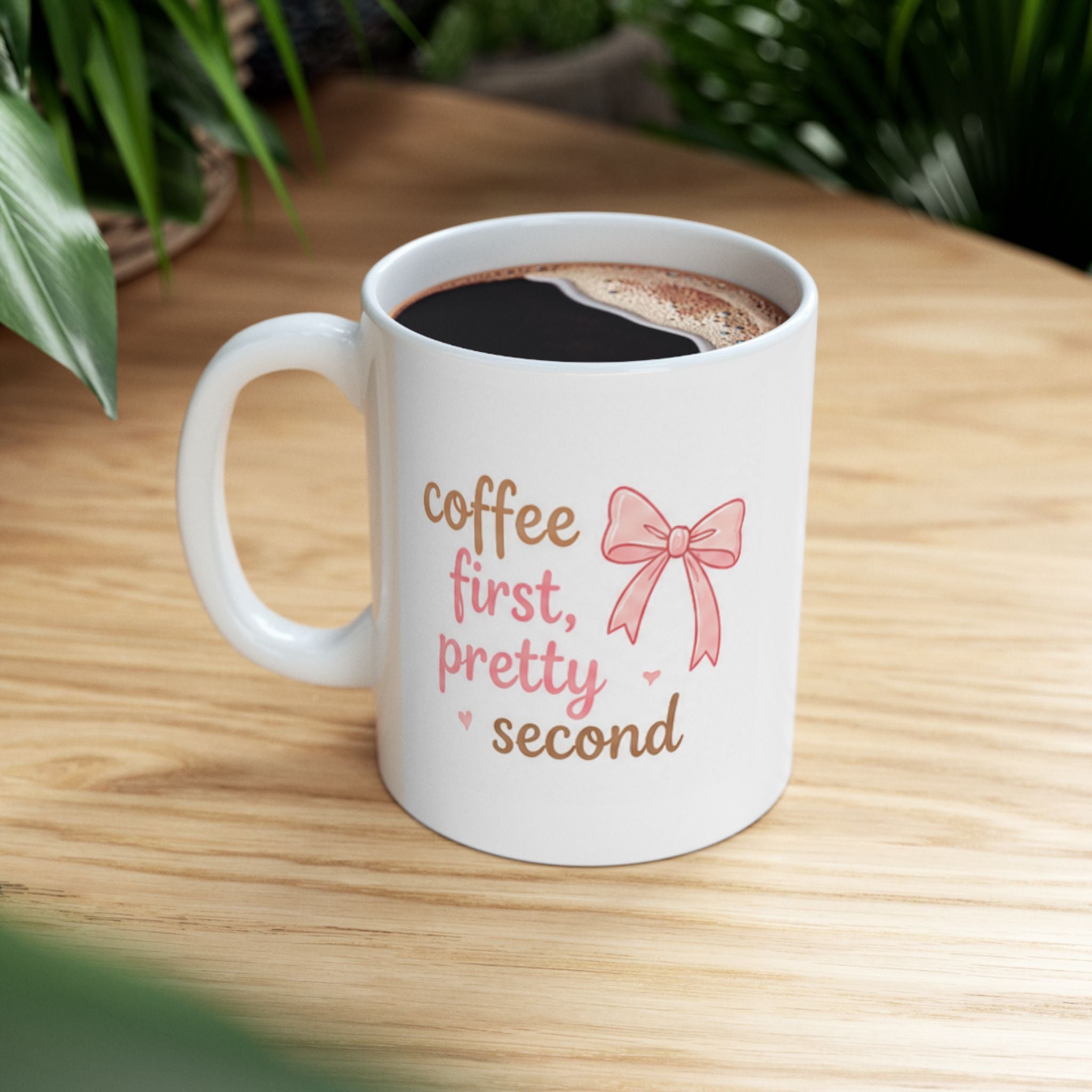 coffee first, pretty second Mug | Cute Girly Coffee Mug | Pink Aesthetic Coffee Cup | Coffee Lover Gift | Feminine Ceramic Mug