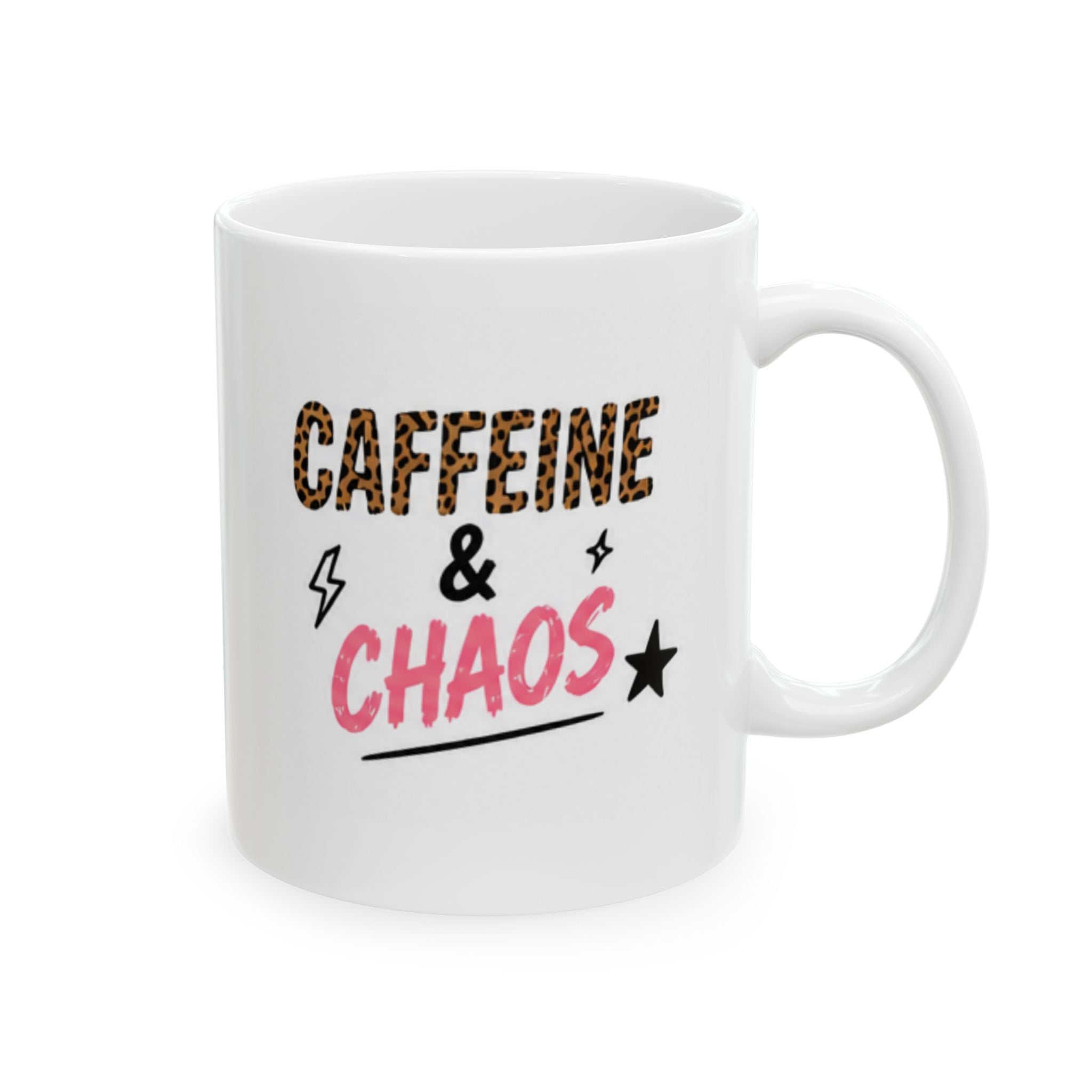 caffeine & chaos Mug | Funny Coffee Mug | Iced Coffee Lover Gift | Cute Coffee Cup | Coffee Addict Mug | Ceramic Mug