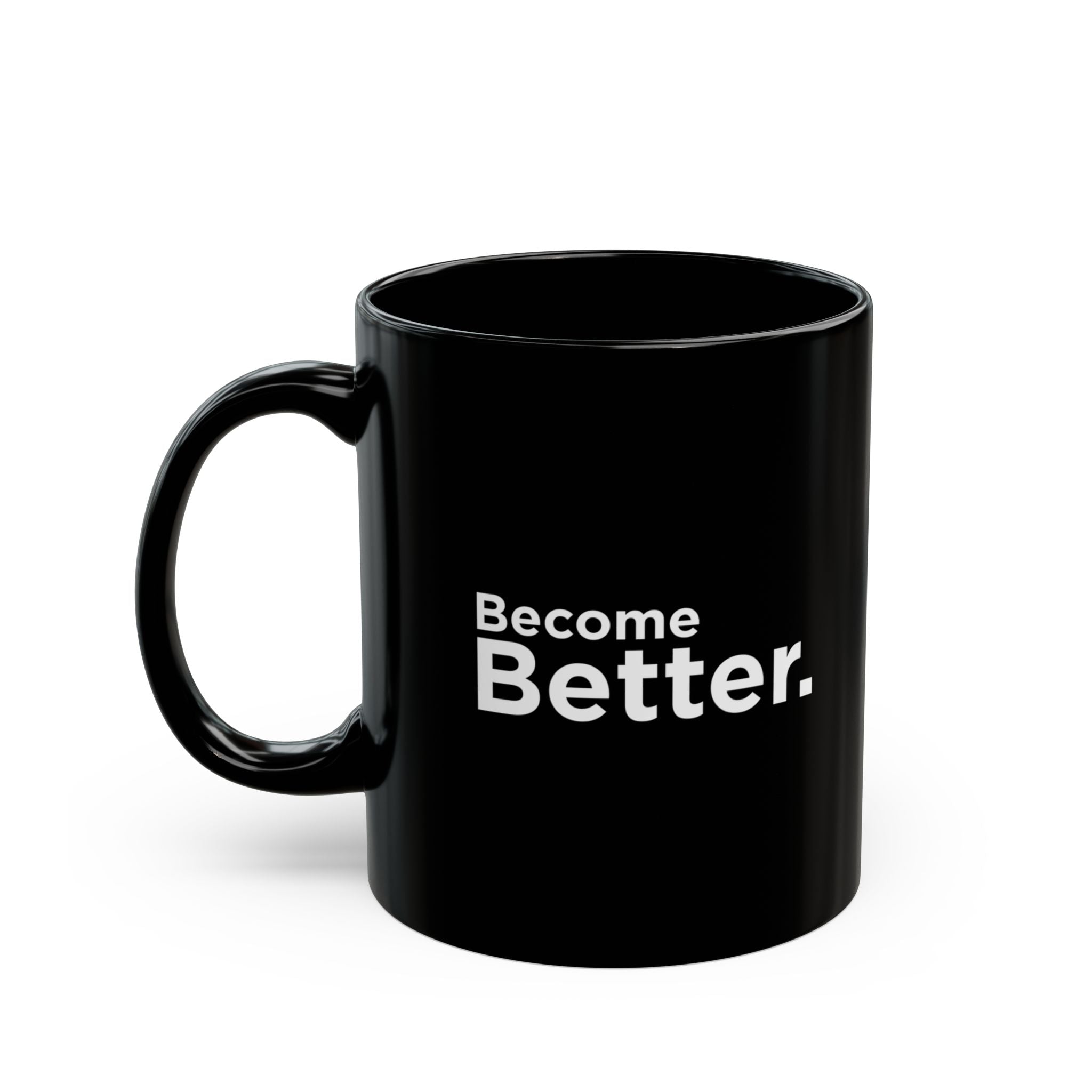 Minimalist Become Better Black Coffee Mug, Classy Ceramic Motivational Quote Cup, Sleek Office Desk Decor Inspirational Gift