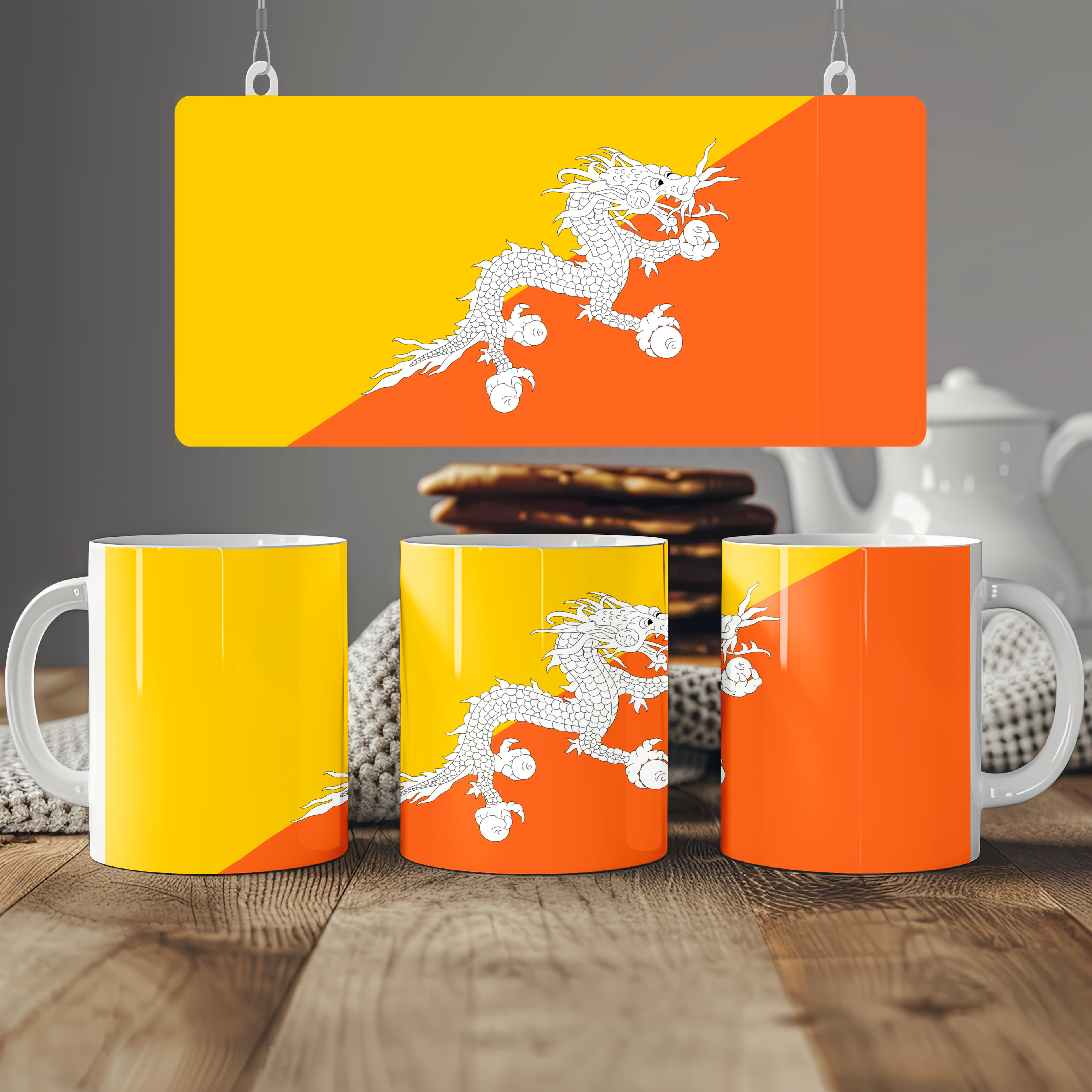 Bhutan Flag Mug | Patriotic Coffee Cup | Gift for Expats, Bhutan Heritage & Travelers