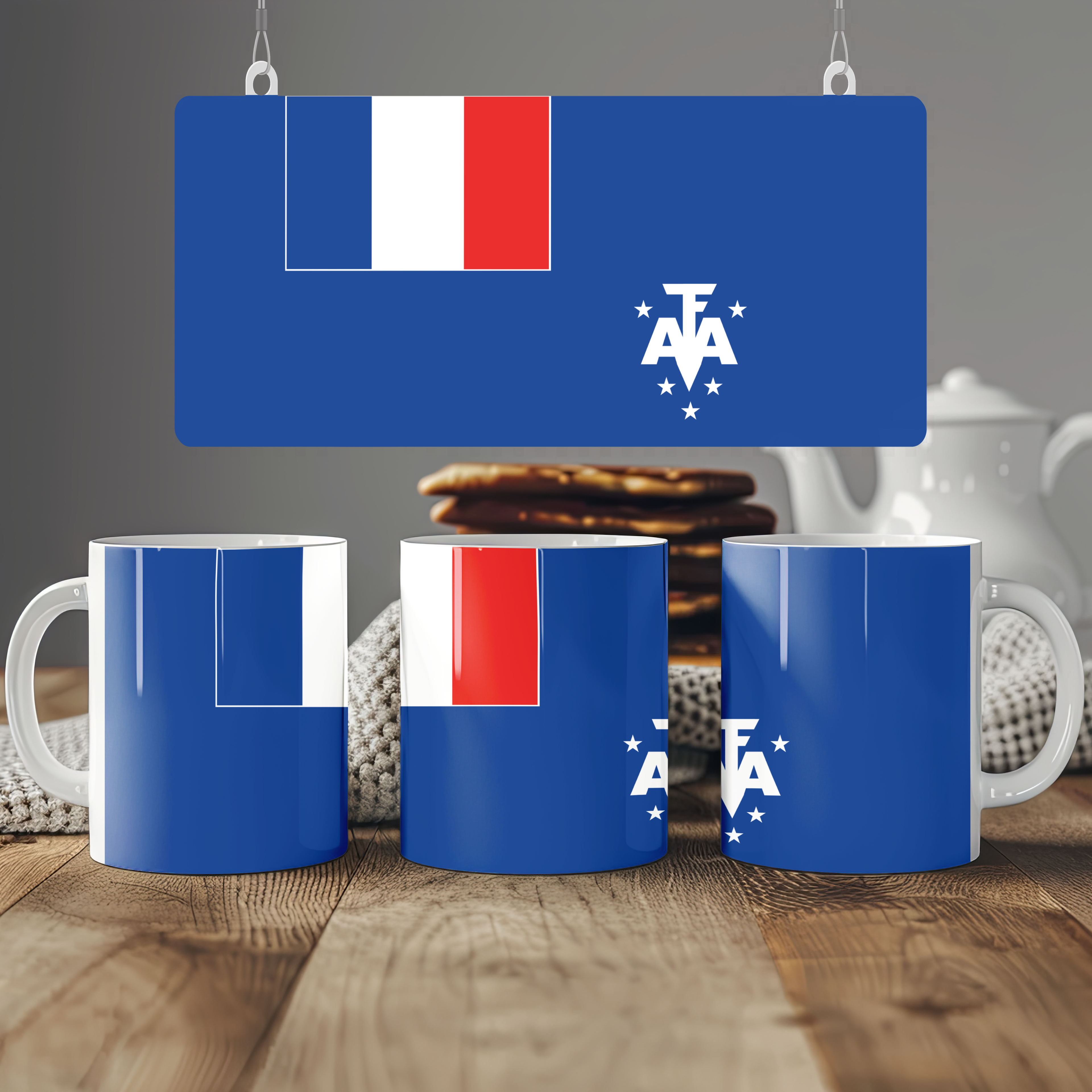 French Southern Antarctic Lands Flag Mug | Patriotic Coffee Cup | Gift for Expats, French Southern Antarctic Lands Heritage & Travelers