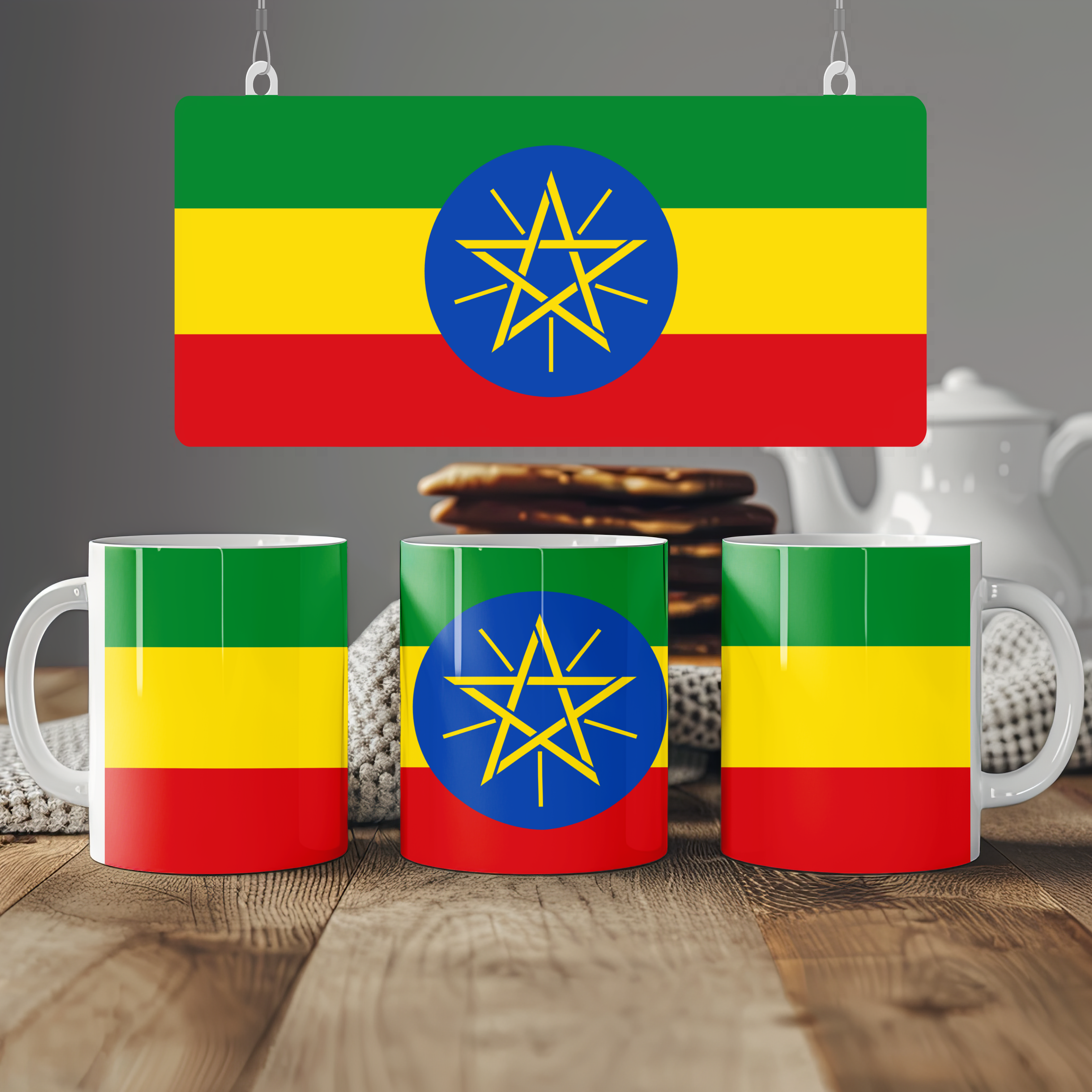 Ethiopia Flag Mug | Patriotic Coffee Cup | Gift for Expats, Ethiopia Heritage & Travelers