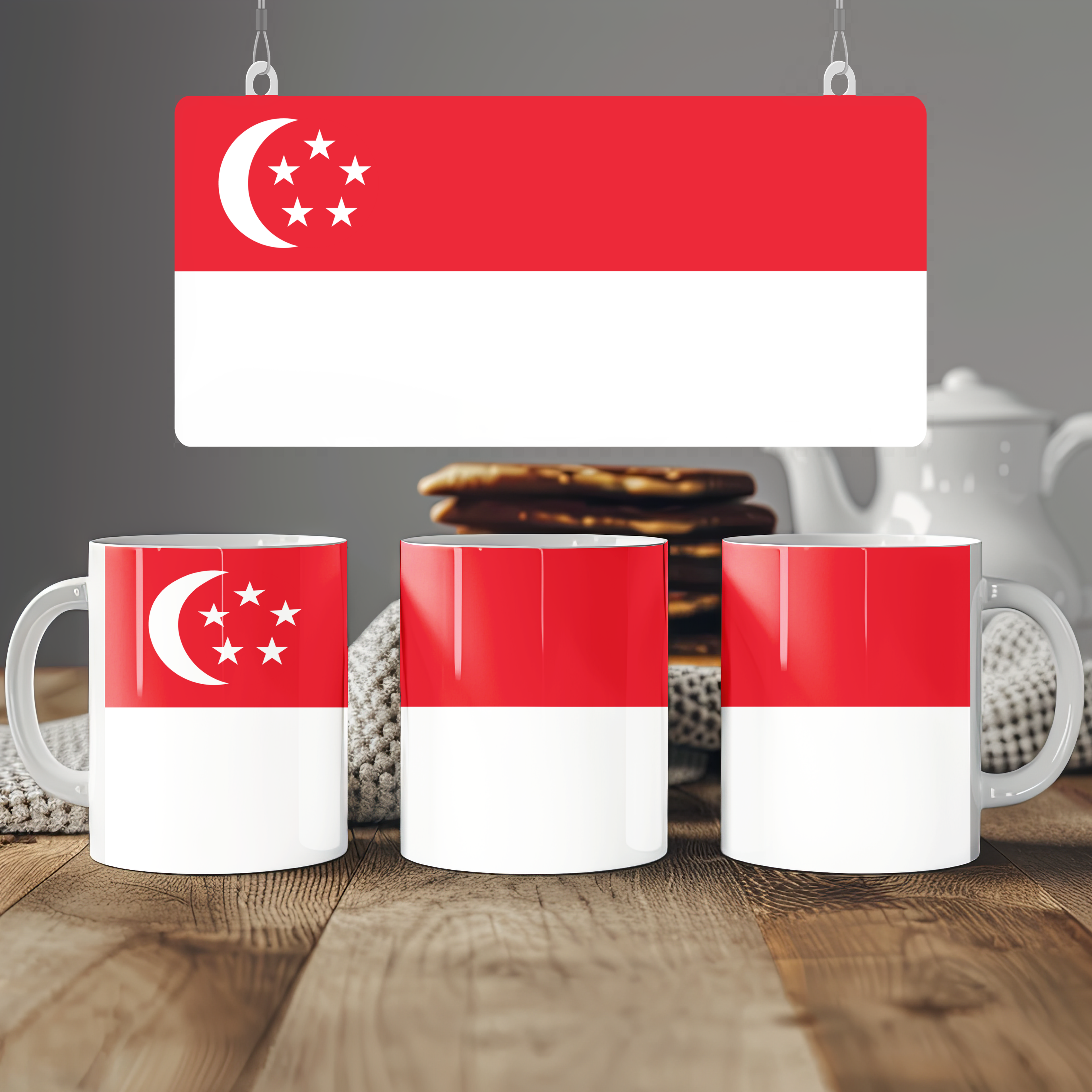 Singapore Flag Mug | Patriotic Coffee Cup | Gift for Expats, Singapore Heritage & Travelers