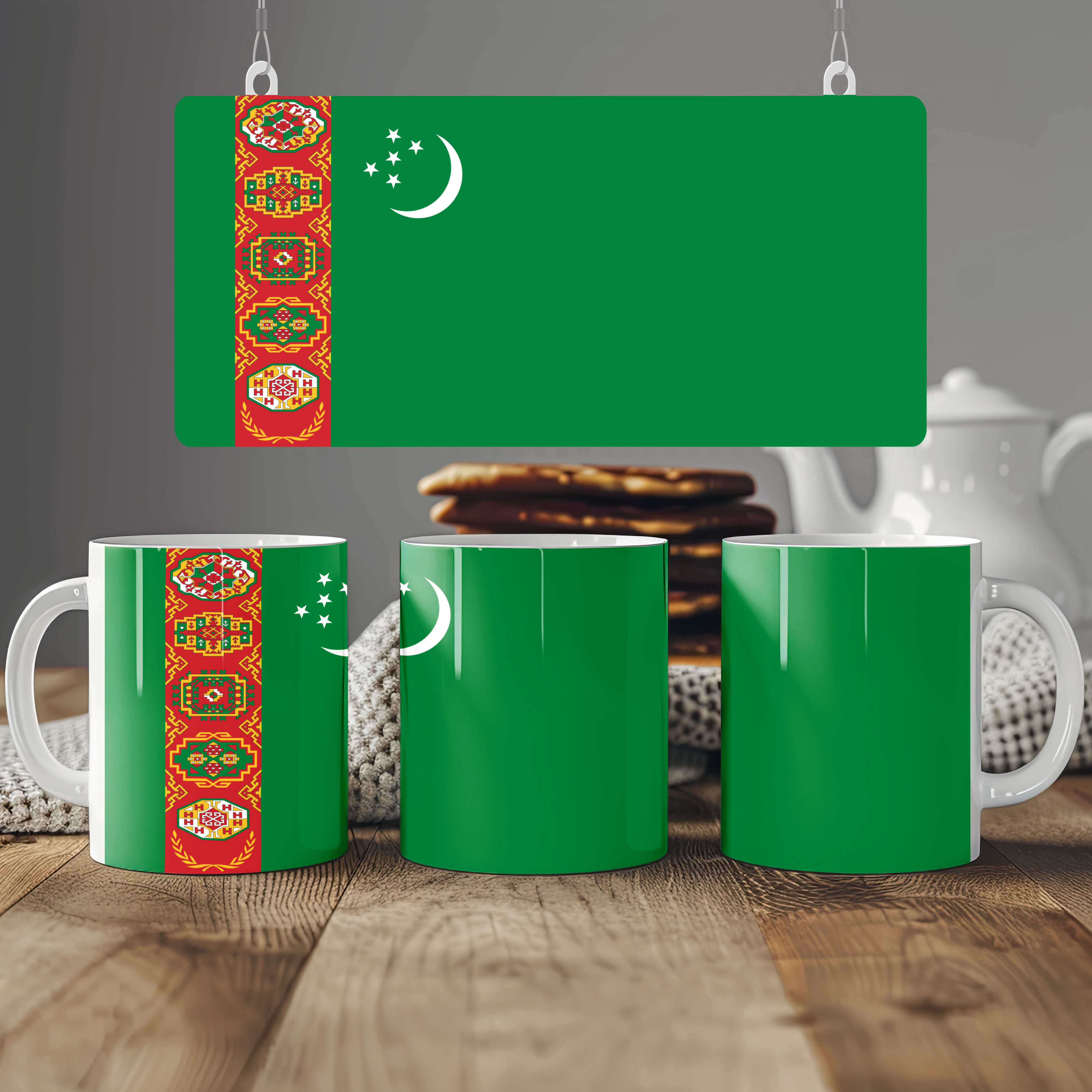 Turkmenistan Flag Mug | Patriotic Coffee Cup | Gift for Expats, Turkmenistan Heritage & Travelers