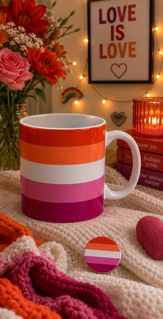 Lesbian Pride Mug | Lesbian Flag Coffee Cup | LGBTQ+ Pride Gift | Queer Community Mug