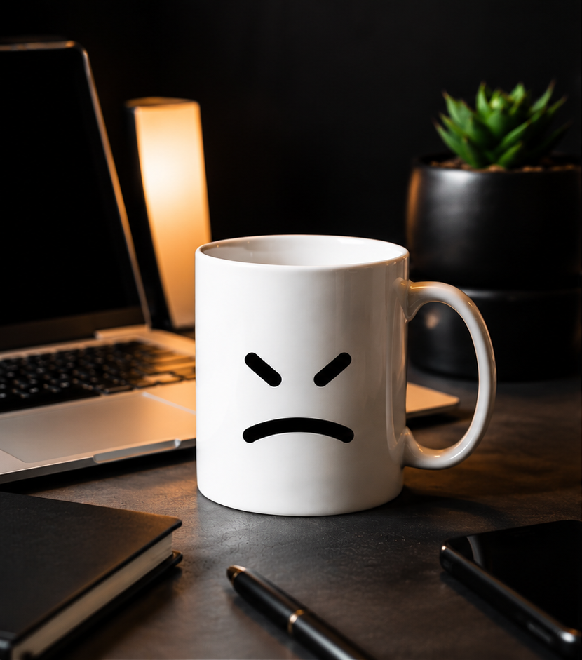 Angry Emoji Mug Emoji Mug | Cute Minimalist Coffee Mug | Funny Ceramic Mug | Aesthetic Gift | Cute Coffee Cup