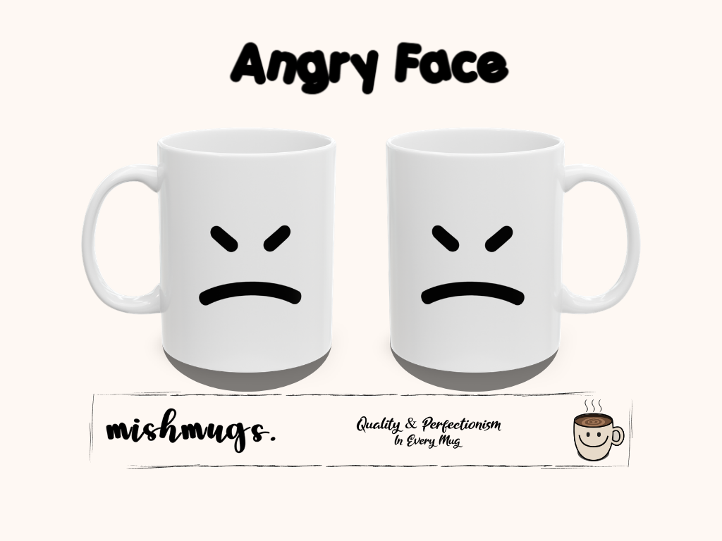 Angry Emoji Mug Emoji Mug | Cute Minimalist Coffee Mug | Funny Ceramic Mug | Aesthetic Gift | Cute Coffee Cup