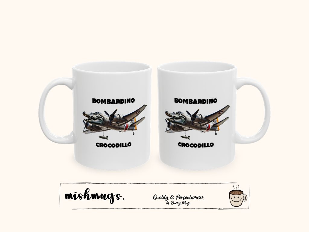 Bombardino Crocodillo Mug | Italian Brainrot Mug | Funny Meme Coffee Mug | Viral TikTok Gift | Ceramic Coffee Cup