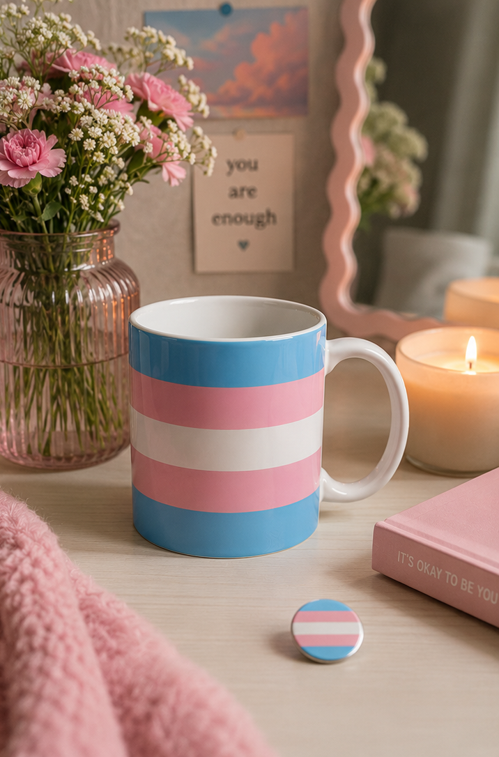 Transgender Pride Mug | Transgender Flag Coffee Cup | LGBTQ+ Pride Gift | Queer Community Mug