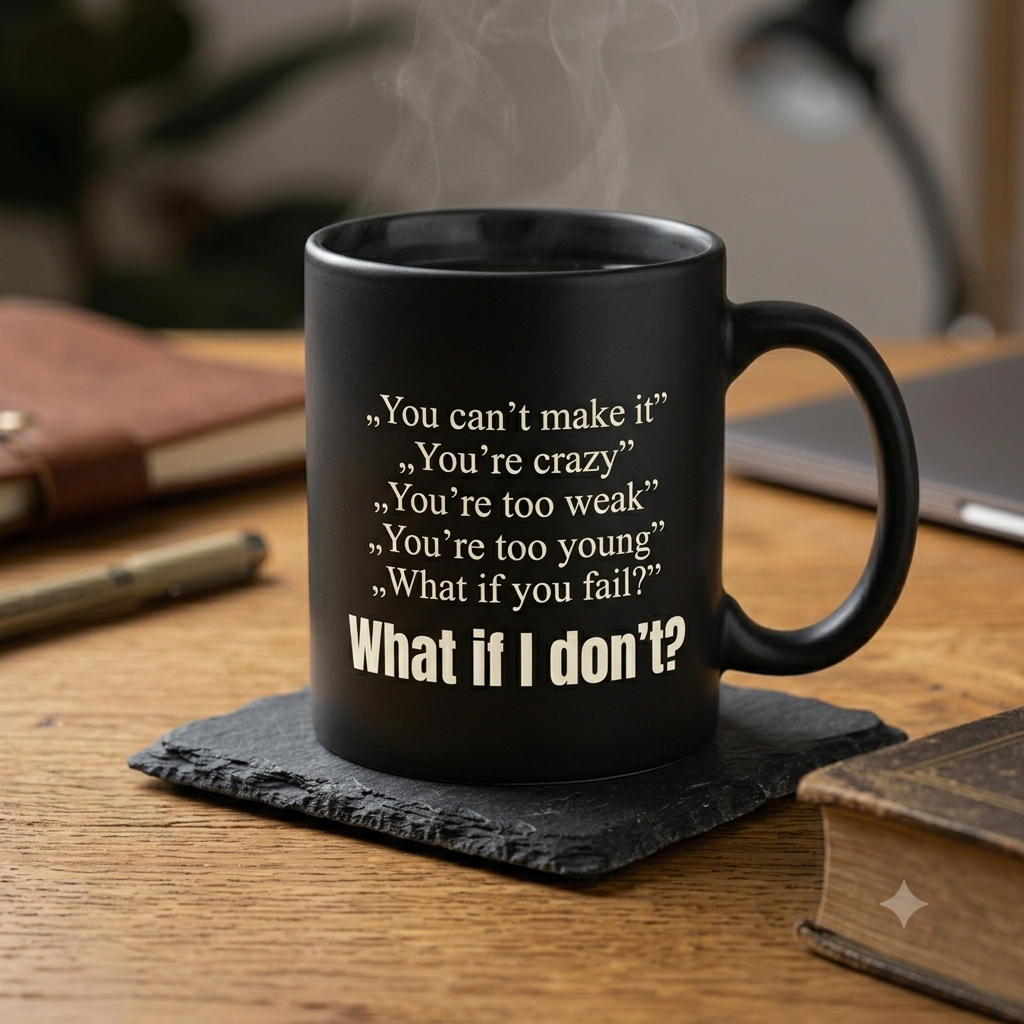 Minimalist What If I Don't Black Coffee Mug, Classy Ceramic Motivational Quote Cup, Sleek Office Desk Decor Inspirational Gift