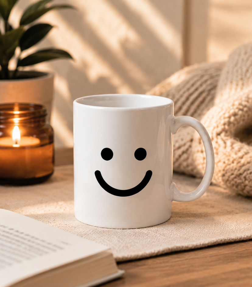 Happy Smile Mug Emoji Mug | Cute Minimalist Coffee Mug | Funny Ceramic Mug | Aesthetic Gift | Cute Coffee Cup