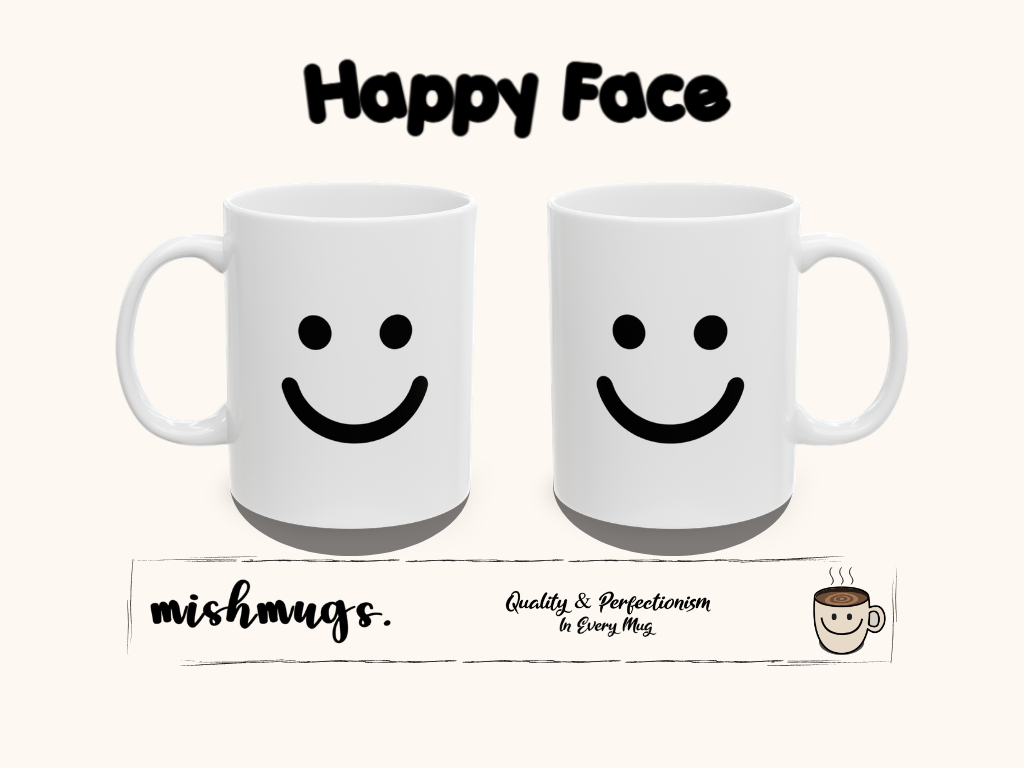 Happy Smile Mug Emoji Mug | Cute Minimalist Coffee Mug | Funny Ceramic Mug | Aesthetic Gift | Cute Coffee Cup