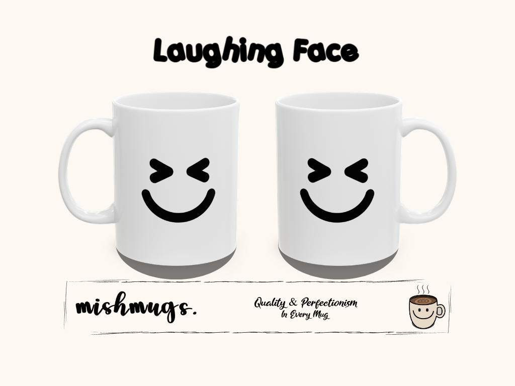 Laughing Face Mug Emoji Mug | Cute Minimalist Coffee Mug | Funny Ceramic Mug | Aesthetic Gift | Cute Coffee Cup