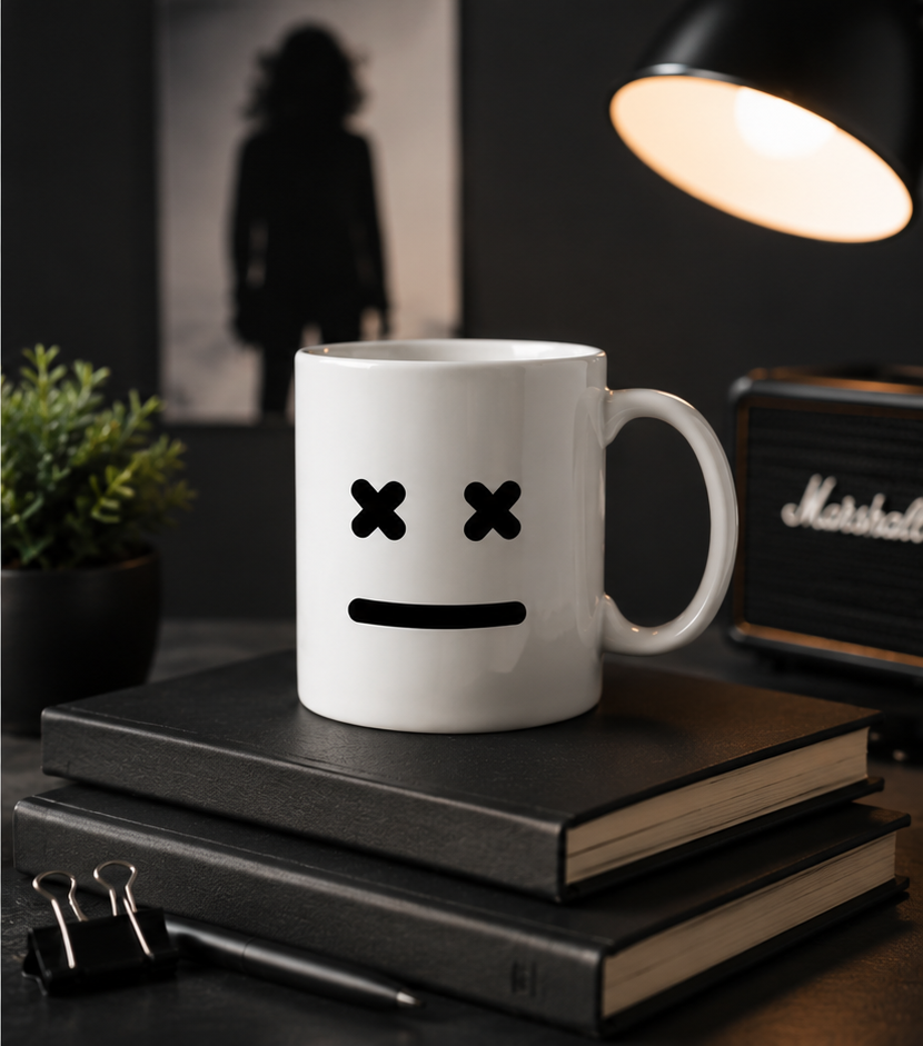 X Eyes Face Mug Emoji Mug | Cute Minimalist Coffee Mug | Funny Ceramic Mug | Aesthetic Gift | Cute Coffee Cup