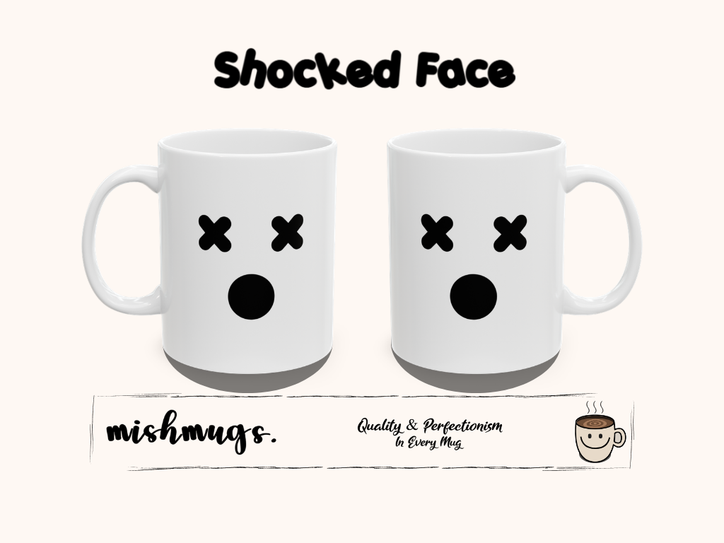 Shocked Face Mug Emoji Mug | Cute Minimalist Coffee Mug | Funny Ceramic Mug | Aesthetic Gift | Cute Coffee Cup