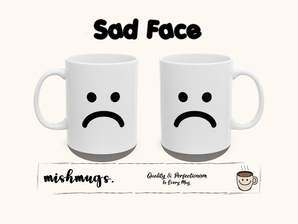 Sad Face Mug Emoji Mug | Cute Minimalist Coffee Mug | Funny Ceramic Mug | Aesthetic Gift | Cute Coffee Cup