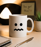 Nervous Face Mug Emoji Mug | Cute Minimalist Coffee Mug | Funny Ceramic Mug | Aesthetic Gift | Cute Coffee Cup