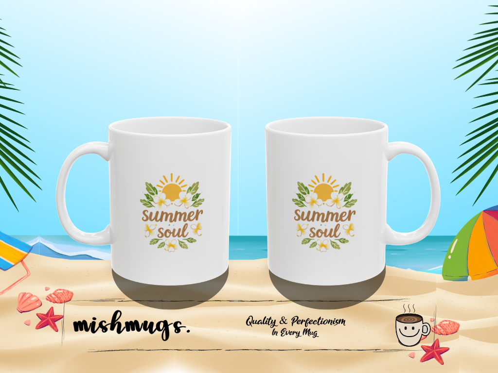 summer soul Summer Mug | Cute Coffee Mug | Beach Coffee Cup | Iced Coffee Mug | Summer Gift | Ceramic Mug