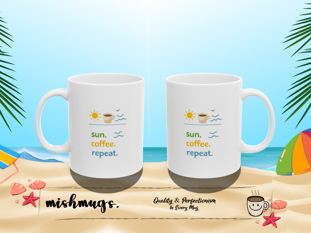 sun. coffee. repeat. Summer Mug | Cute Coffee Mug | Beach Coffee Cup | Iced Coffee Mug | Summer Gift | Ceramic Mug