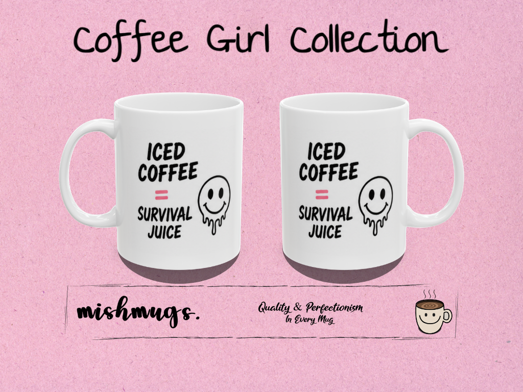 iced coffee = survival juice Mug | Funny Coffee Mug | Iced Coffee Lover Gift | Cute Coffee Cup | Coffee Addict Mug | Ceramic Mug