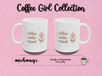 coffee smile repeat Mug | Cute Girly Coffee Mug | Pink Aesthetic Coffee Cup | Coffee Lover Gift | Feminine Ceramic Mug
