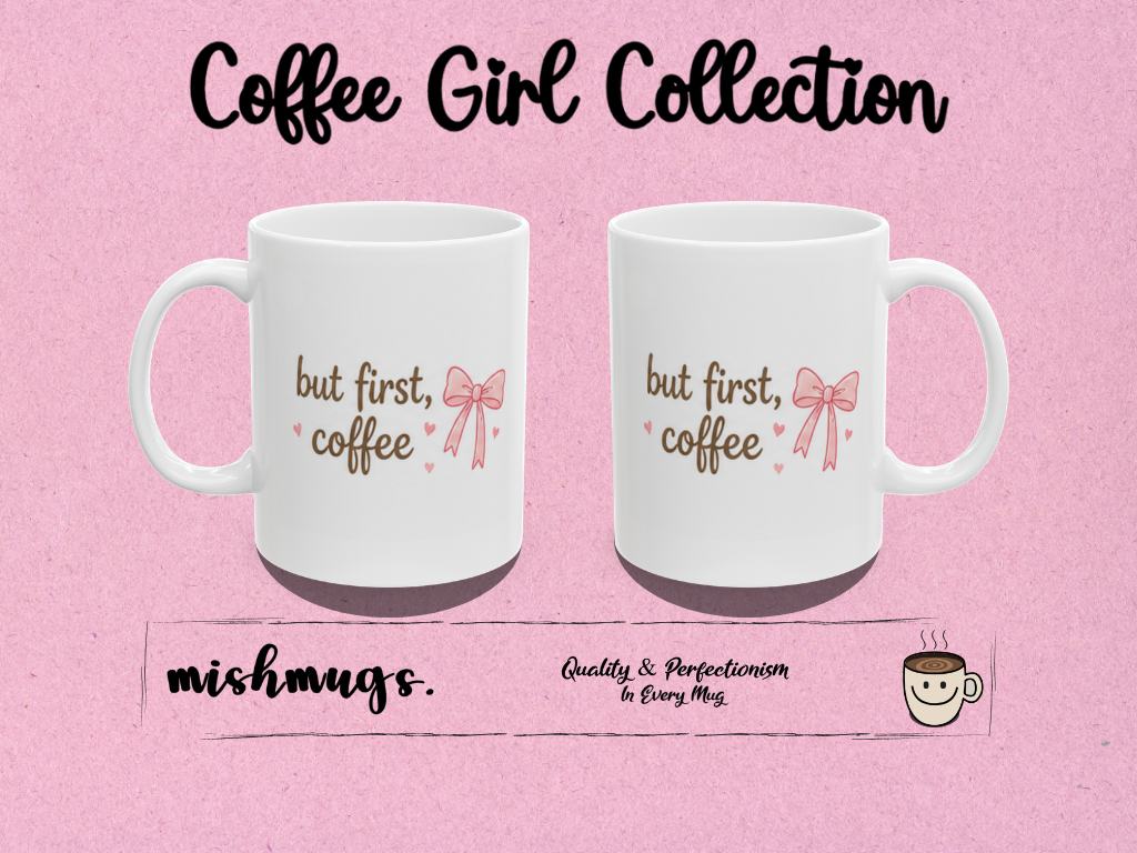 but first coffee Mug | Cute Girly Coffee Mug | Pink Aesthetic Coffee Cup | Coffee Lover Gift | Feminine Ceramic Mug