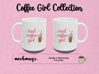 iced coffee girl Mug | Cute Girly Coffee Mug | Pink Aesthetic Coffee Cup | Coffee Lover Gift | Feminine Ceramic Mug