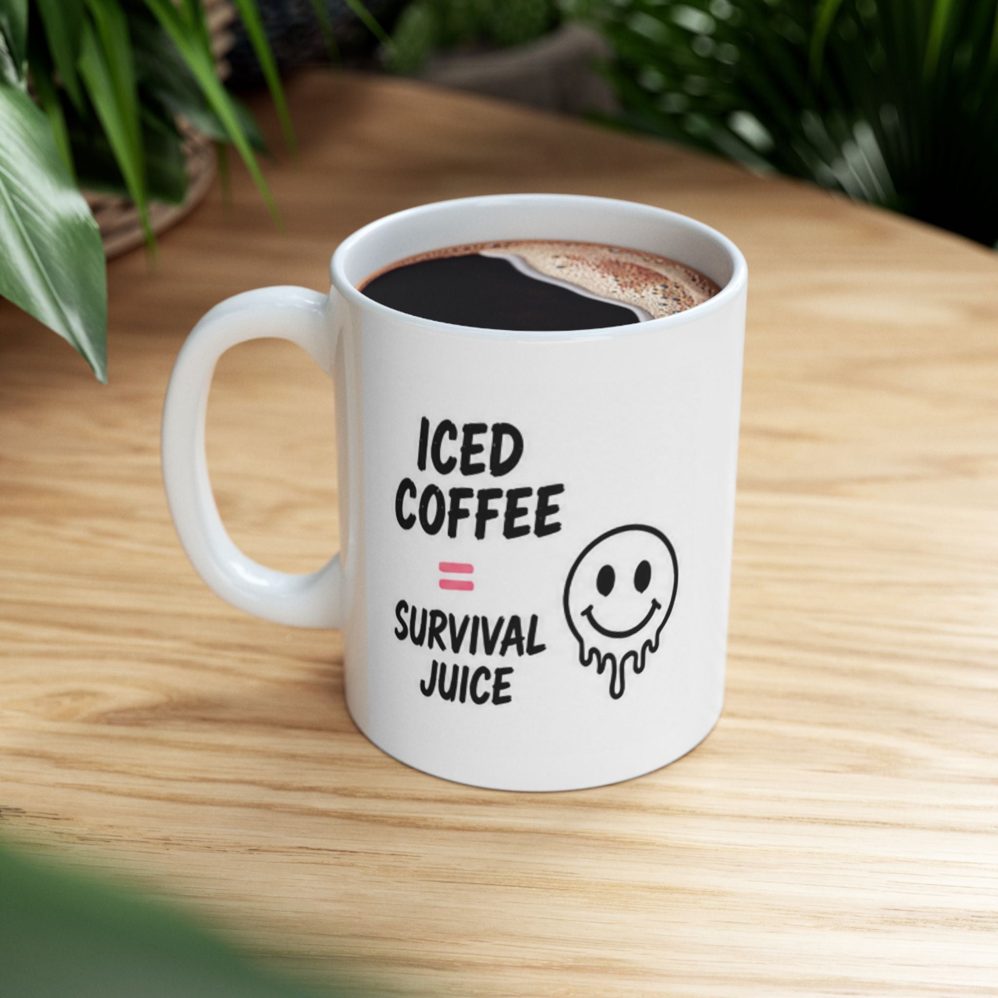 iced coffee = survival juice Mug | Funny Coffee Mug | Iced Coffee Lover Gift | Cute Coffee Cup | Coffee Addict Mug | Ceramic Mug