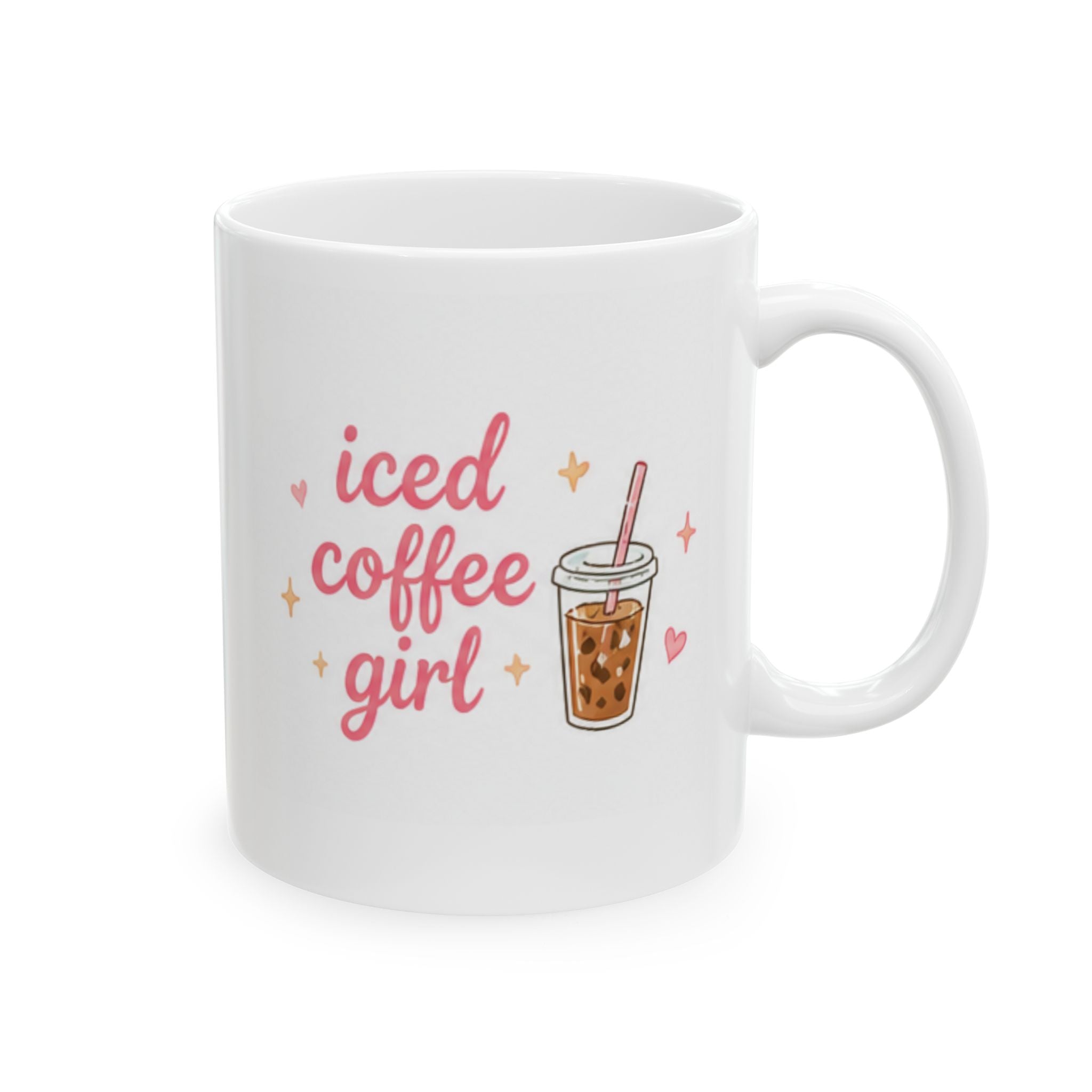 iced coffee girl Mug | Cute Girly Coffee Mug | Pink Aesthetic Coffee Cup | Coffee Lover Gift | Feminine Ceramic Mug
